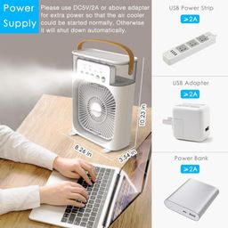 Drumstone ( NEW STOCK WITH 15 YEARS WARRANTY ) Portable Air Conditioner Cooler, Mini Evaporative Cooler with 7 Colors LED Light, 1/2/3 H Timer, 3 Wind Speeds and 3 Spray Modes_Multicolor image 5