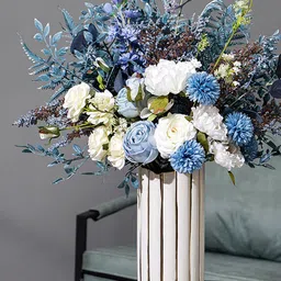 Art Street White & Gold-Toned Textured Ceramic Flower Vase-6
