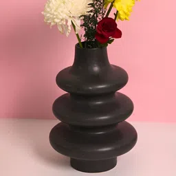 WEAVING HOMES Black Moulded Ceramic Large Vase-image-38