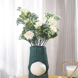 TIED RIBBONS Green & White Textured Ceramic Vases-image-3