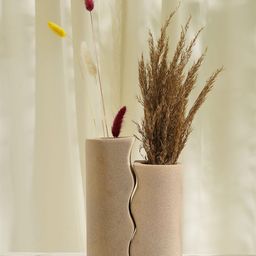 PUREZENTO Beige 2 Pieces Ceramic Flower Vase Vases-44