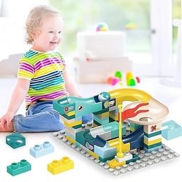KIDMOMI WHERE LOVE GROWS 66 PCS Sliding Track Blocks with Ball - Variable Sliding Marble Race Building Blocks Toy for Kids | Fun 66 PCS Set of Sliding Track Blocks image 5