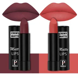 PERPAA Set of 2 Creamy Matte Bullet Lipstick 3.5g Each - Tan Red 80 & Velvet Orange 93-80