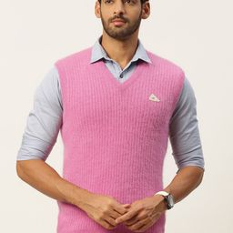 Monte Carlo Men Pink Solid Sweater Vest-picture-13