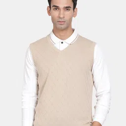 t-base Checked V-Neck Ribbed Sweater Cotton Vest-picture-20
