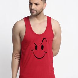 Friskers Men Maroon Smiley Printed Cotton Innerwear Vests-picture-57