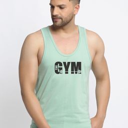 Friskers Men Green Printed Pure Cotton Gym Vest-image-36