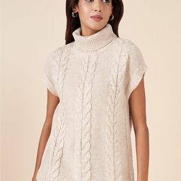 AKKRITI BY PANTALOONS Cable Knit Turtle Neck Short Sleeves Acrylic Pullover Sweater-27