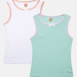 OOKA Girls Pack Of 2 Assorted Solid  Cotton Camisoles-image-16