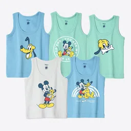 YK Disney Infants Pack Of 5 Mickey & Friends Printed Basic Innerwear Vests YKIFVDPO5005-32