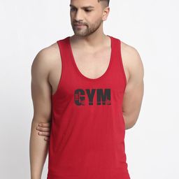 Friskers Men Maroon Printed Gym Innerwear Vests-image-69
