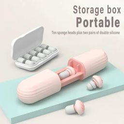 Loopito Reusable Silicone Earplugs with Noise Reduction for Sleep, Study, Work – 3-Layer Sound Insulation Earplugs with 32 dB Noise Cancellation, Portable Case Included – Ideal for Travel, Meditation image 2