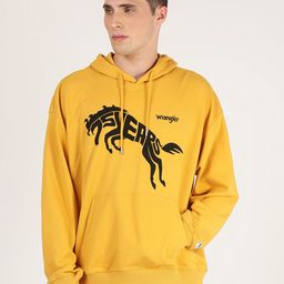 Wrangler Men Mustard Yellow Printed Hooded Sweatshirt-image-17