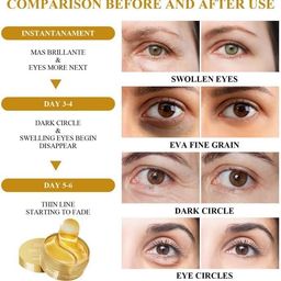 Jividri "24K Gold Under Eye Patches for Dark Circles & Puffiness – Pack of 60 Hydrogel Eye Masks with Collagen & Snail Mucin for Wrinkle Reduction, Hydration, & Brightening" image 4
