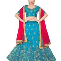Maroosh Embellished Thread Work Unstitched Lehenga & Blouse With Dupatta-picture-9
