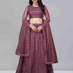 Kvsfab Embroidered Sequinned Semi-Stitched Lehenga & Blouse With Dupatta-picture-15