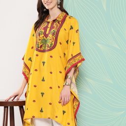 Nayam By Lakshita Floral Embroidered Flared Sleeves Mirror Work Kurta-picture-33