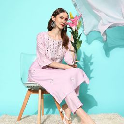 Varanga Women Yoke Design Regular Gotta Patti Kurta with Trousers & With Dupatta-7