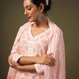 anayna Women Floral Printed Pure Cotton Kurta with Salwar & With Dupatta-picture-18