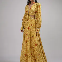 Breathe by Aakanksha Singh Printed Made to Measure Lehenga With Blouse-image-30