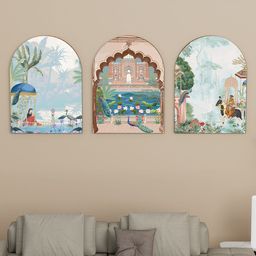 Art Street Blue & Green 3 Pieces Indian Art Pichwai Painted Wall Art-22