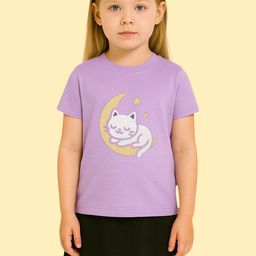KIDDY STAR Girls Printed Short Sleeves Pure Cotton T-shirt With Skirt-image-91