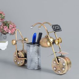 Golden Peacock Gold-Toned Bullet Style Antique Handcrafted Wrought Iron Desk Organizer-57