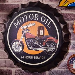 eazy wagon Black & Orange-Colored Bottle Caps Printed Metal Wall Hangings-image-79