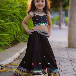 BAESD Girls Embroidered Mirror Work Ready to Wear Lehenga & Blouse-picture-51