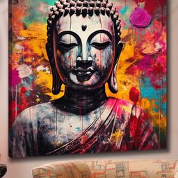 Myntra Elegant Homes Grey & Orange 1 Piece Canvas Religious Wall-image-56