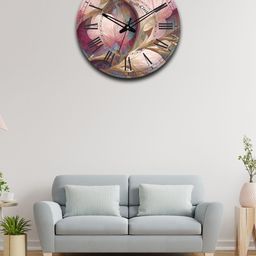 OLIVE TREE Purple & Beige Printed Wooden Round Contemporary Wall Clock-17
