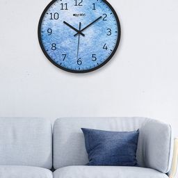 OLIVE TREE Black & Blue Printed Analogue Round Contemporary Wall Clock-52