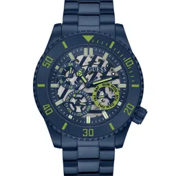 GUESS Men Skeleton Dial & Stainless Steel Bracelet Style Straps Analogue Watch GW0488G4-image-1
