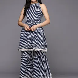 Varanga Leheriya Dyed Gotta Patti Kurti With Sharara-12