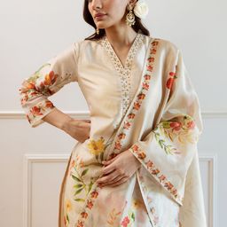 Indo Era Women Floral Printed Regular Kurta with Trousers Dupatta-picture-25
