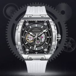 GIORDANO Men Skeleton Self-Winding 43mm Silicone Strap 30M Water-Resistant Watch-image-40