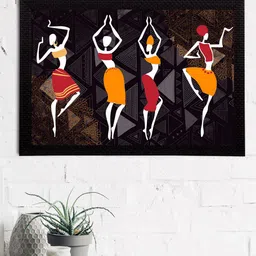 eCraftIndia Black & Red Tribal Theme Satin Matt Textured UV Wall Art-image-67