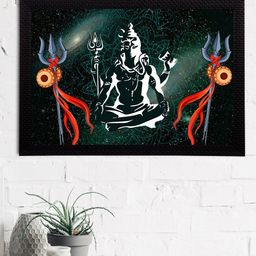 eCraftIndia Green & Black Lord Shiva Satin Matt Textured UV Wall Art-image-76