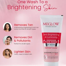 MEGLOW Skin Brightening & Luminizing Instant Glow Face Wash With Glutathione - 70 g image 4