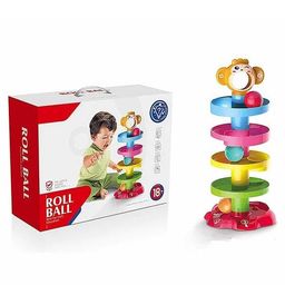 TD CREATIONS Baby Ball Drop Tower Toy – 5-Tier Rolling Ramp with Monkey Design – Colourful Educational Stacking Toy for Infants and Toddlers (Multicolor) image 1