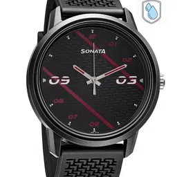 Sonata Men Black Analogue Watch 77085PP10W-15