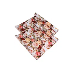 Kuber Industries White & Pink 2 Pieces Printed Anti-Slip Roll Mat Shelf Liners-16