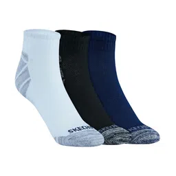 Skechers Men Pack Of 3 Patterned Cotton Terry QTR Crew Ankle-Length Socks-22