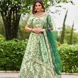KALINI Embroidered Ready to Wear Lehenga & Unstitched Blouse With Dupatta-picture-33