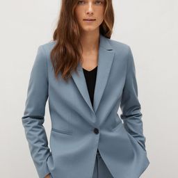 MANGO Women Blue Solid Single-Breasted Blazer-picture-35
