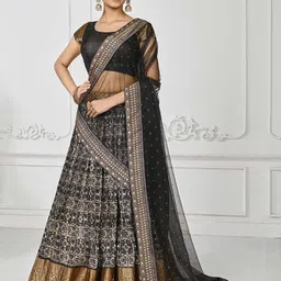 SAPTRANGI Printed Ready To Wear Lehenga & Blouse With Dupatta-picture-0