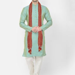 SG LEMAN Ethnic Motifs Woven Design Jacquard Silk Georgette Kurta with Pyjamas & Dupatta-picture-55