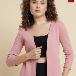 UnaOne Pack Of 2 Three-Quarter Sleeves Cotton Open Front Shrug-10