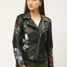 Leather Retail Women Black Solid Lightweight Biker Jacket-image-73