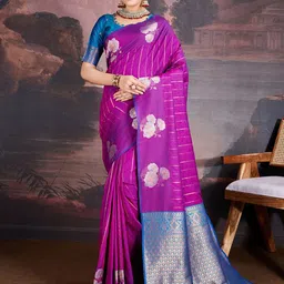 House of Pataudi Woven Design Zari Saree With Blouse Piece-image-50